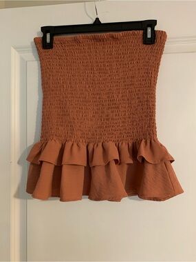 Smocked Ruffle smocked top - Rust